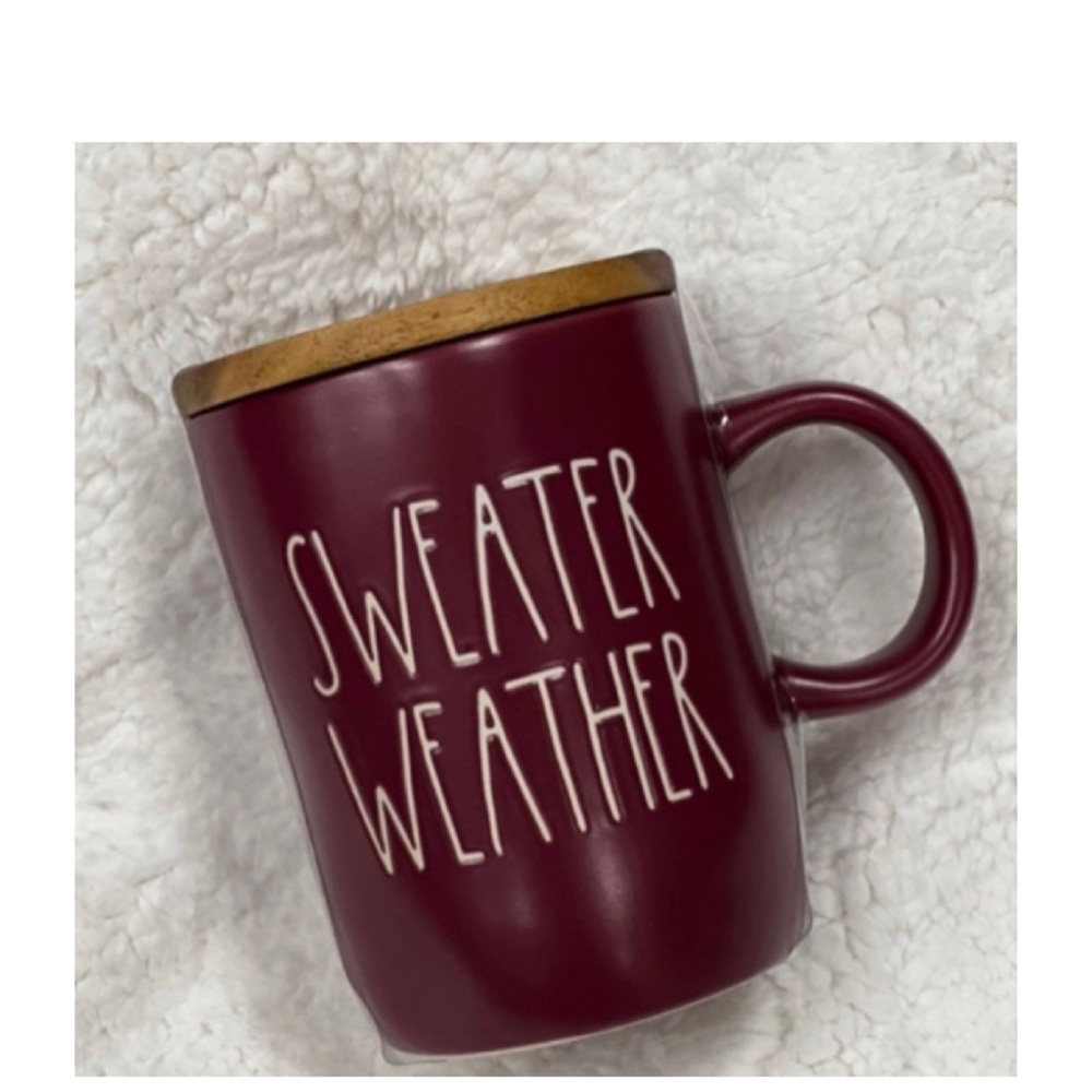 Rae Dunn Sweater Weather Mug w/ Wooden Coaster Fall Leaf 🍁
